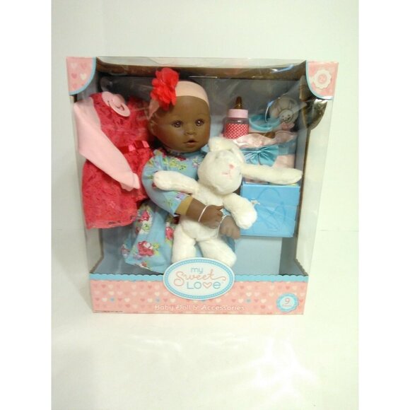 My Sweet Love Baby Doll 18" Complete Set 9 Pieces Bunny Rabbit NEW - Picture 1 of 2